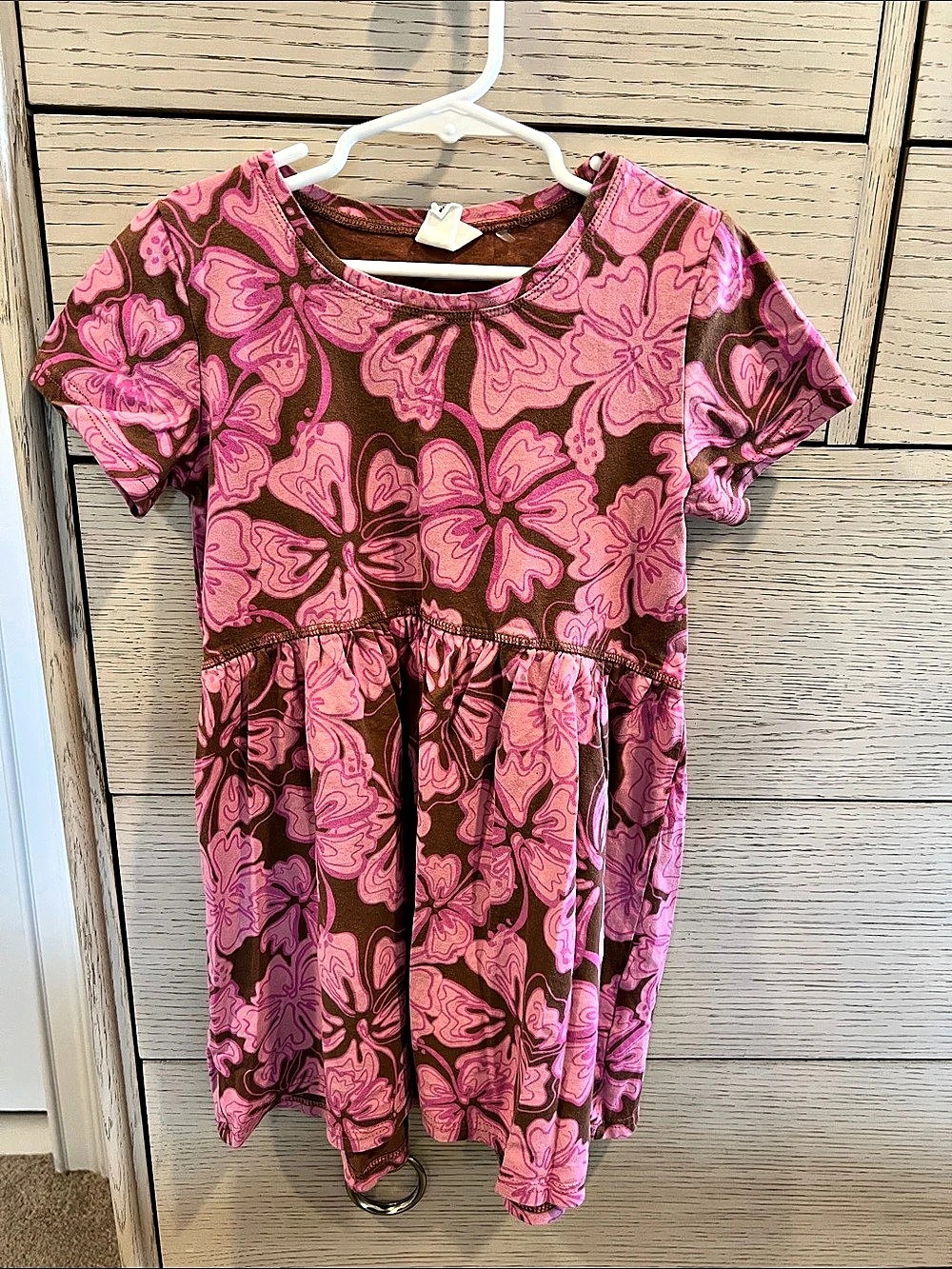 Cotton On Kids Girls Floral Dress Pink & Brown Size 7